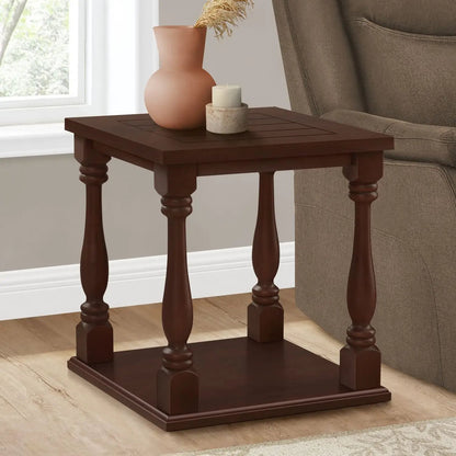 Accent Table 2-Tier Square Espresso wood finish with turned legs Unique Piece Furniture on Tampa Home & Garden Store