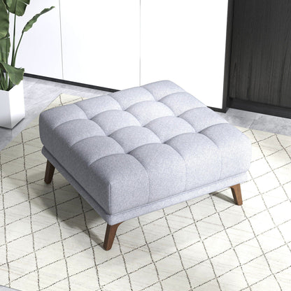 Addison Square Upholstered Ottoman in gray with mid-century tapered legs by HouseOfZazla on Tampa Home & Garden Store