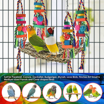 Parrot Toys Climbing Net Hammock for small to medium parrots with two birds on Tampa Home & Garden Store