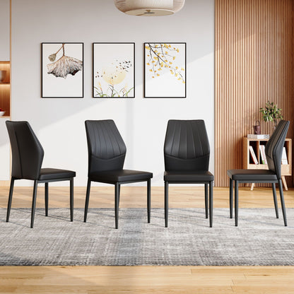 Dining chairs with shell pattern in black faux-leather, set of 4 on Tampa Home & Garden Store