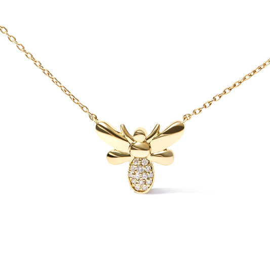10K yellow gold Bumble Bee pendant necklace with diamond accents on an 18-inch chain by Bids.com on Tampa Home & Garden Store
