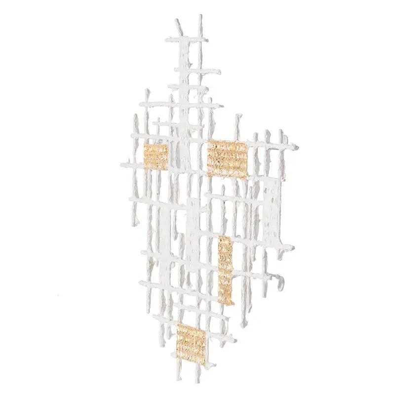 Wall Decor White and Gold Geometric Grid Art
