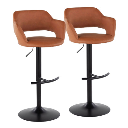 Margarite adjustable barstools set of 2 in tan leatherette with swivel and black bases on Tampa Home & Garden Store