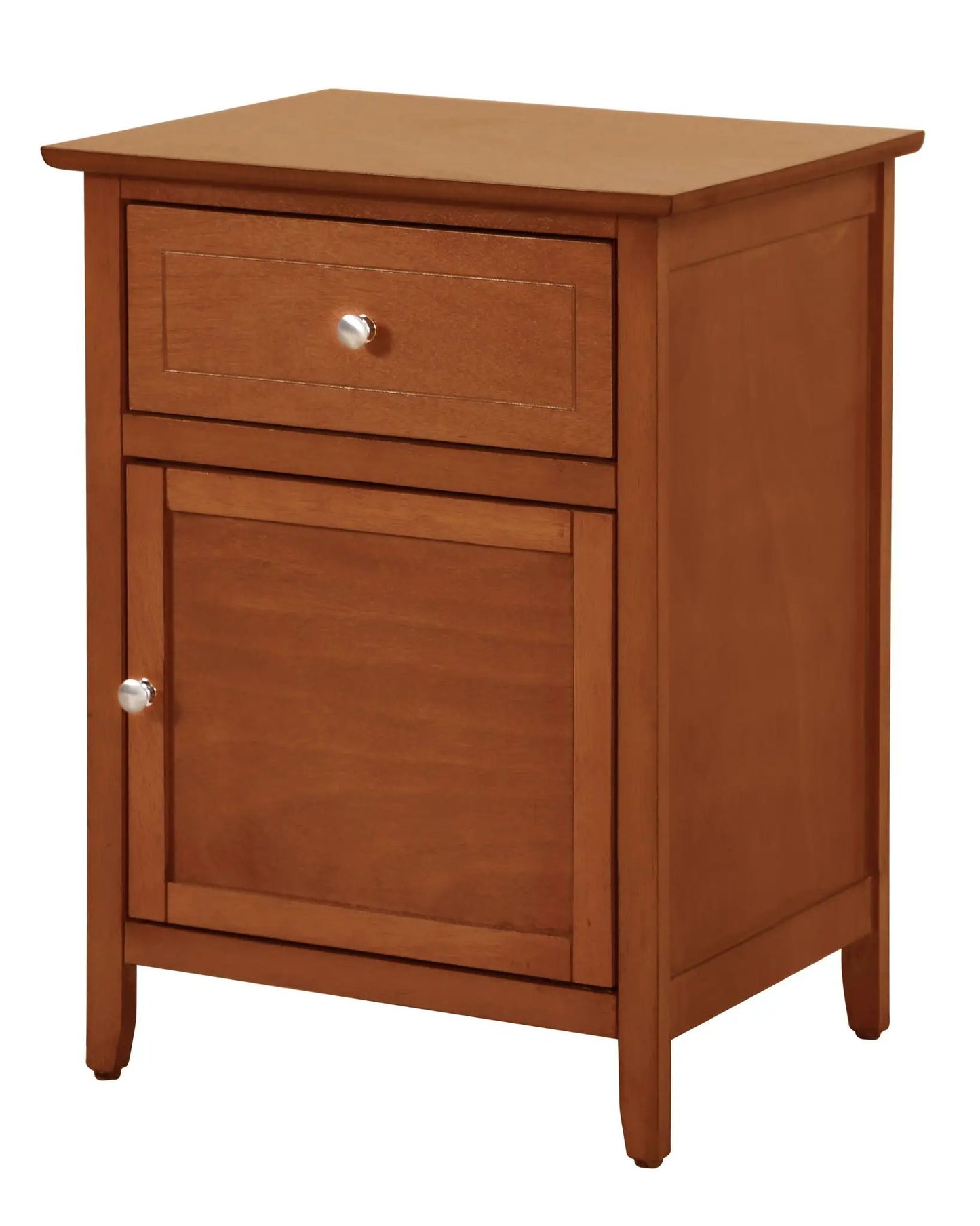 1 Drawer / 1 Door Nightstand in brown wood finish with silver knob by Unique Piece Furniture on Tampa Home & Garden Store