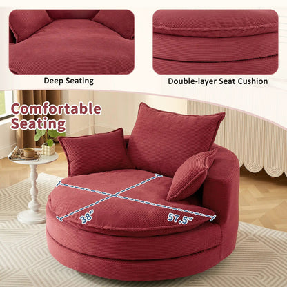 360 Degree Swivel Barrel Chair with Dual Cushions