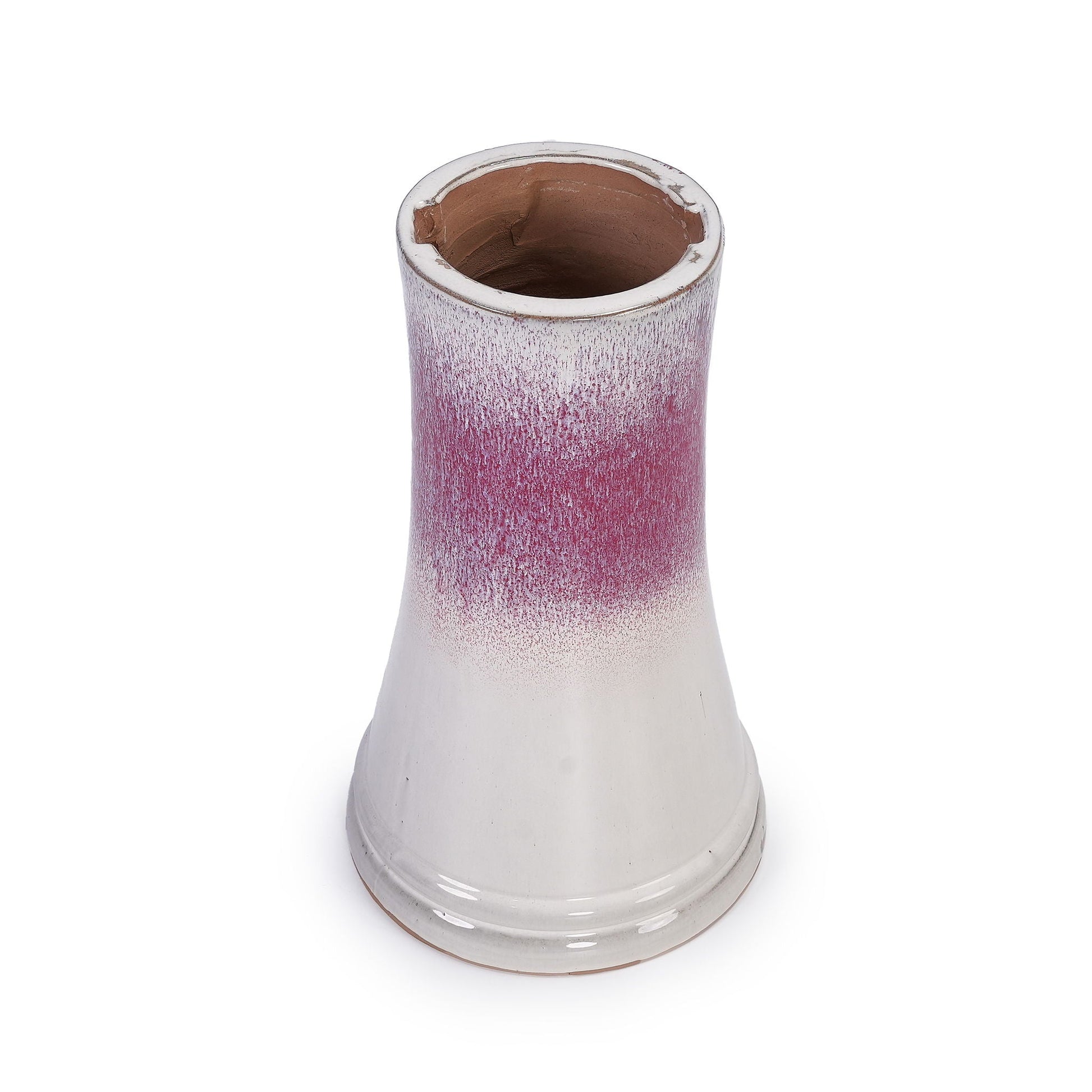 Birdbath for patio garden ceramic with white pink gradient glaze; terracotta HouseOfZazla on Tampa Home & Garden Store