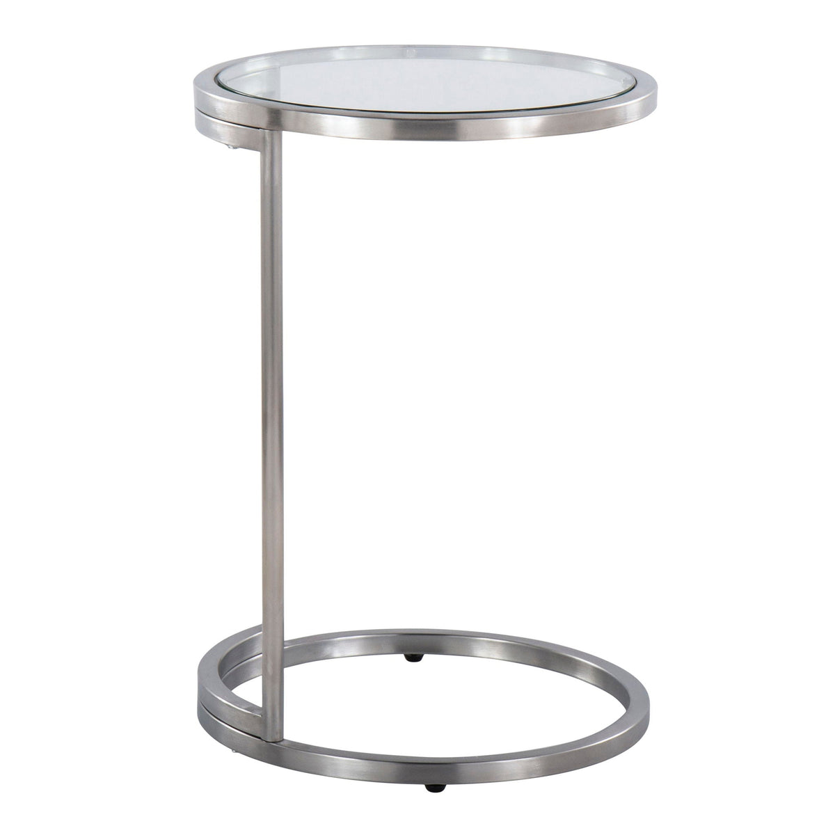 Round end table with tempered glass top and silver metal frame by HouseOfZazla on Tampa Home & Garden Store