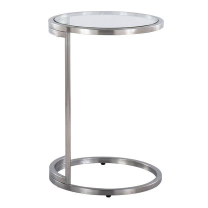 Round end table with tempered glass top and silver metal frame by HouseOfZazla on Tampa Home & Garden Store