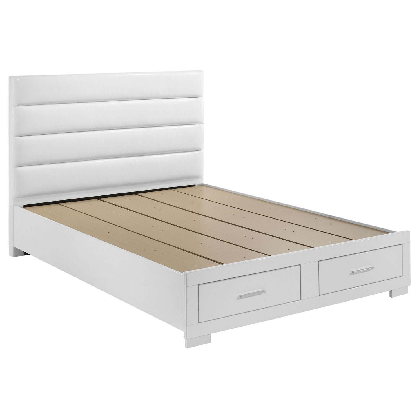 Dulcey storage bed white with padded headboard and under-bed drawers by HouseOfZazla on Tampa Home & Garden Store