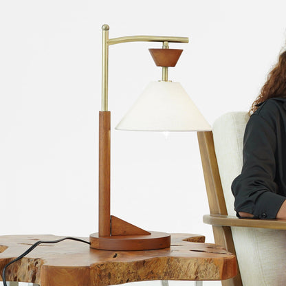 Nightstand desk lamp with brown cone shade and brass finish by HouseOfZazla on Tampa Home & Garden Store