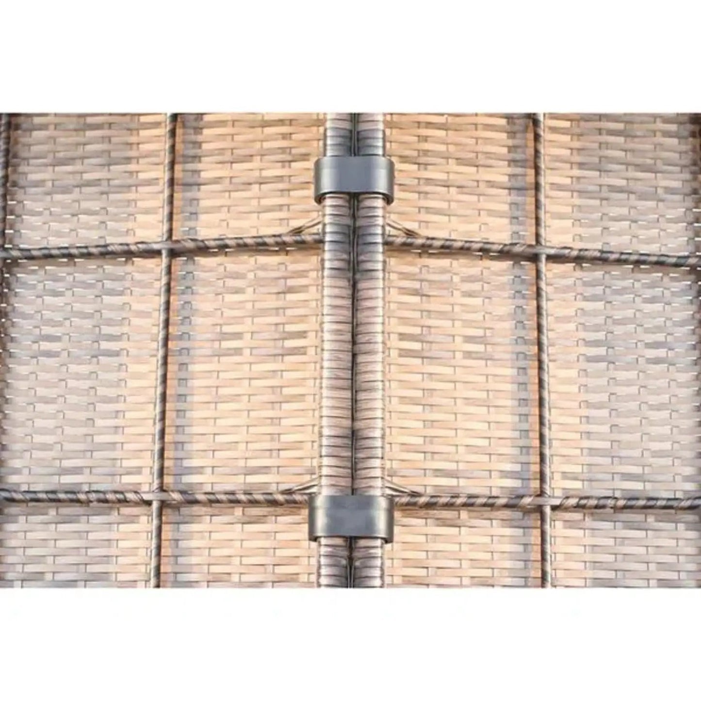 Comfortable Modern Patio Rattan Sectional Set brown wicker weave with metal joint clamps on Tampa Home & Garden Store