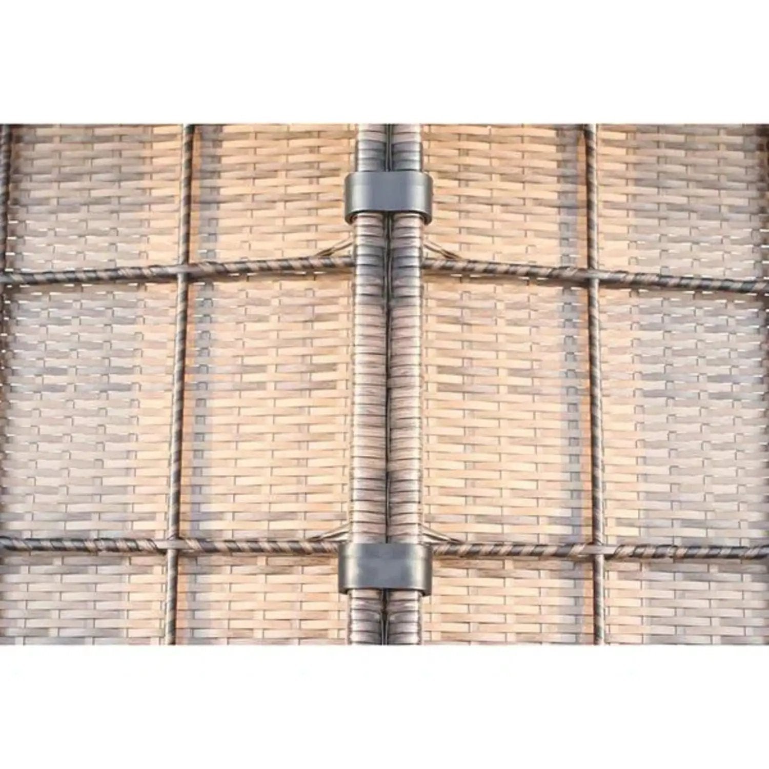 Comfortable Modern Patio Rattan Sectional Set brown wicker weave with metal joint clamps on Tampa Home & Garden Store