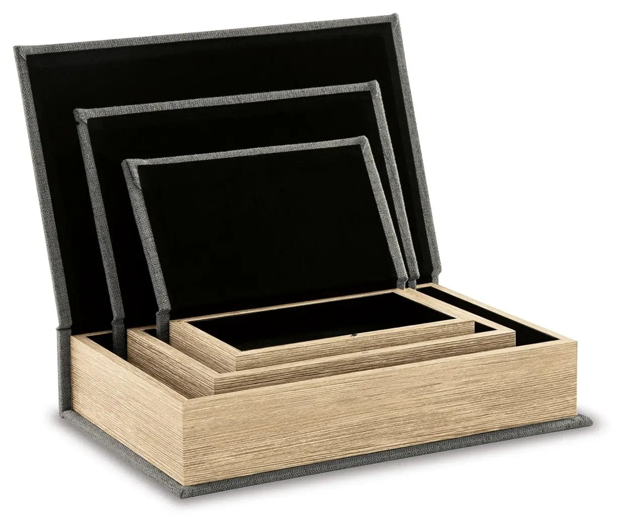 Jolina Linen Box Set of 3 Keepsake Boxes