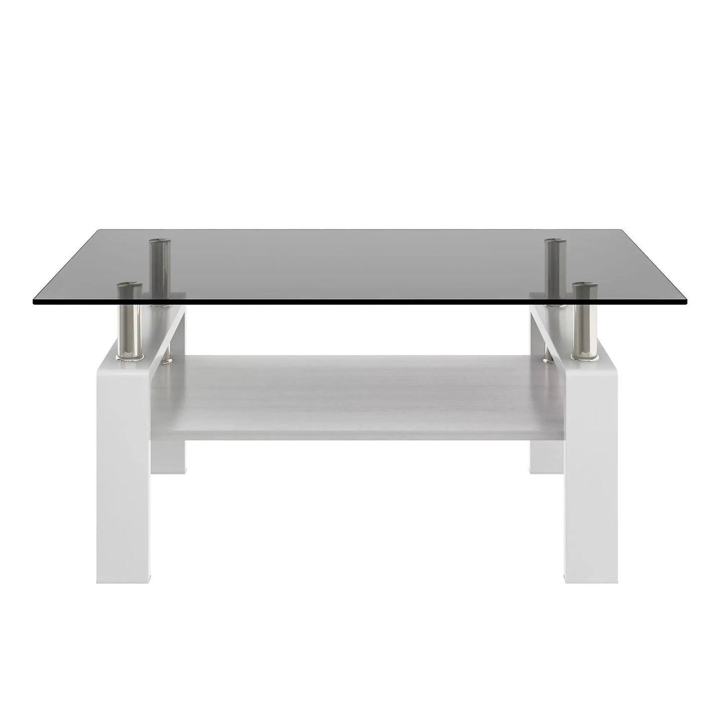 Rectangular Coffee Table With Tempered Glass Top