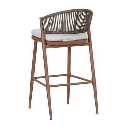 Outdoor Bar Stools With Scallop Cushion And Frame