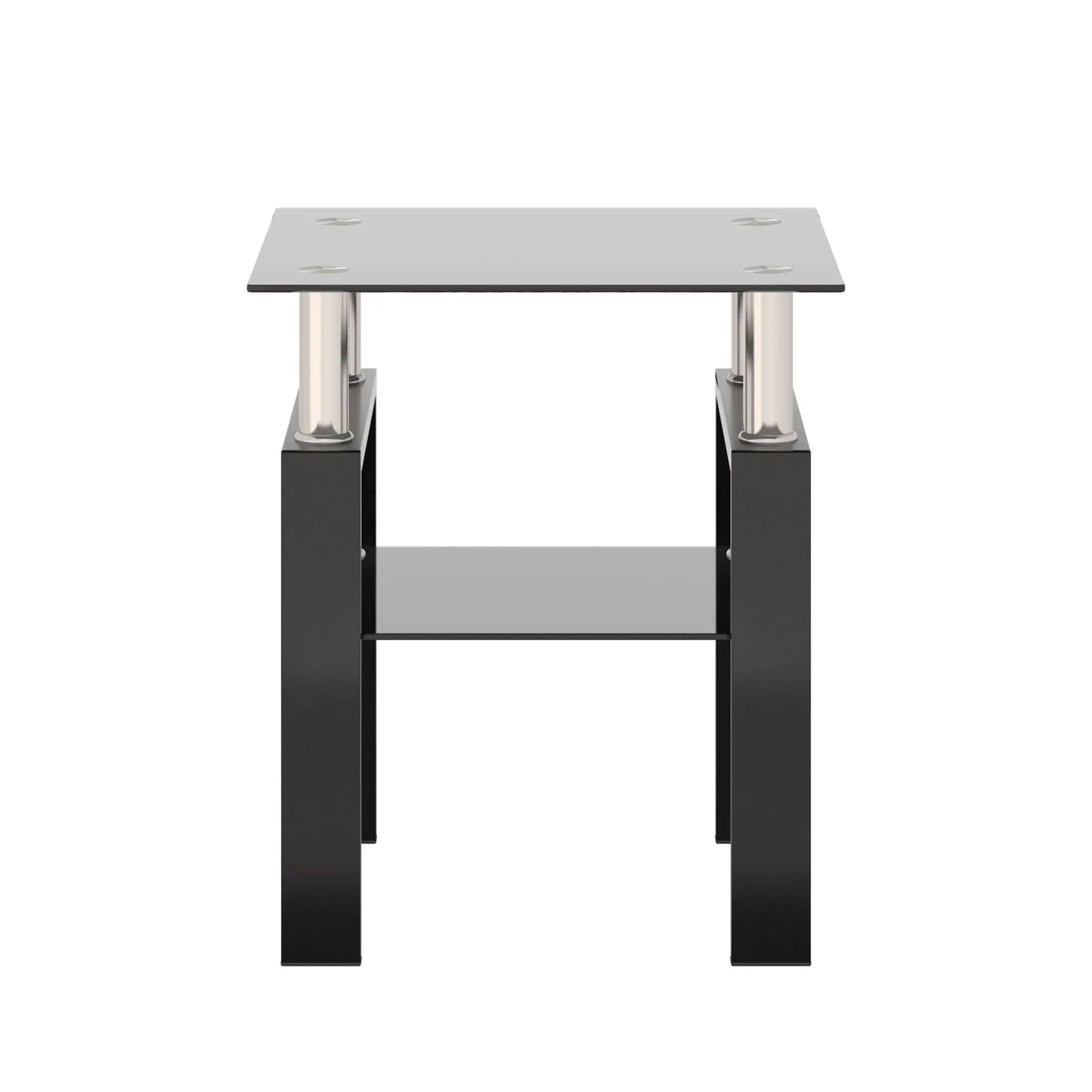 Tempered Glass Tea Table End Square Black