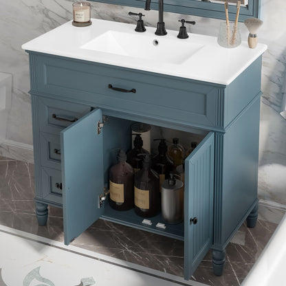 Bathroom vanity with sink and drawers in blue solid wood by HouseOfZazla on Tampa Home & Garden Store