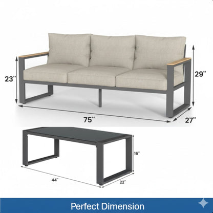 Modern Outdoor Sofa Set with the Coffee Table