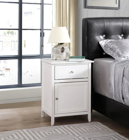 1 Drawer / 1 Door Nightstand white finish with silver knobs, Unique Piece Furniture on Tampa Home & Garden Store