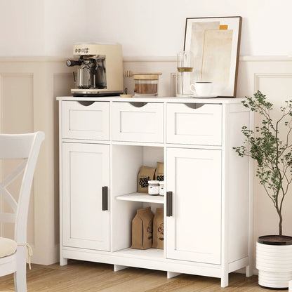 White wooden sideboard storage cabinet with drawers and shelves by Unique Piece Furniture on Tampa Home & Garden Store