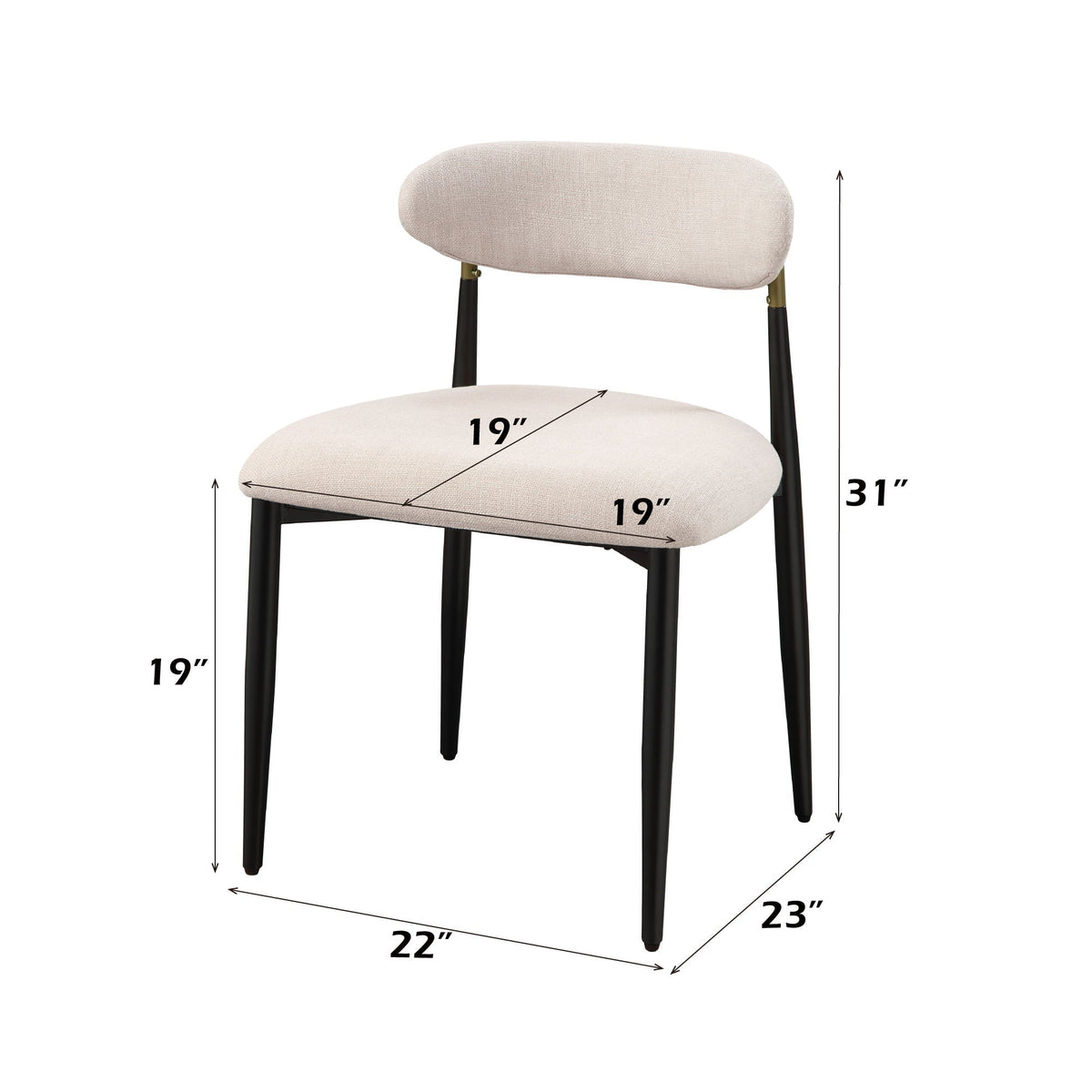HouseOfZazla side chair set with metal frame and padded beige upholstery, black legs on Tampa Home & Garden Store
