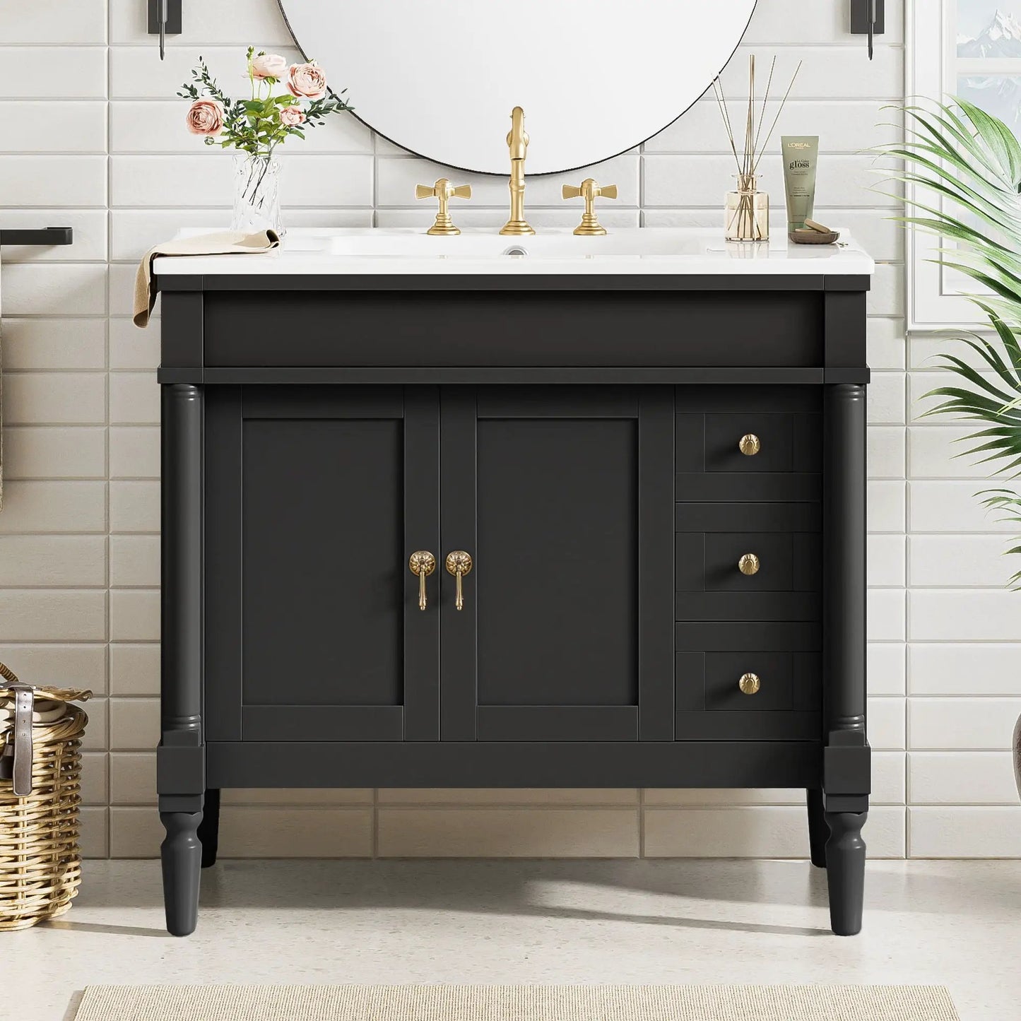 Bathroom Vanity With Ceramic Sink and Soft Close