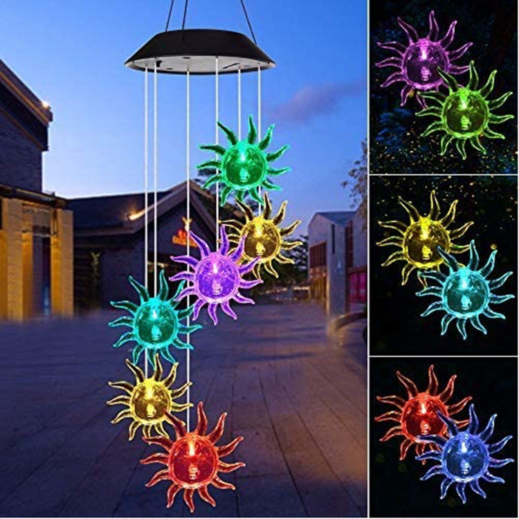 Outdoor Solar Wind Chime Lamp with colorful sun-shaped orbs for landscape lighting Sell My Stuff on Tampa Home & Garden Store