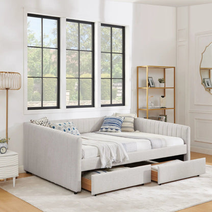 Upholstered Queen Daybed with 2 Drawers