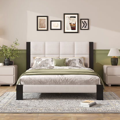 Boucle Queen Bed Frame With A Soft Headboard