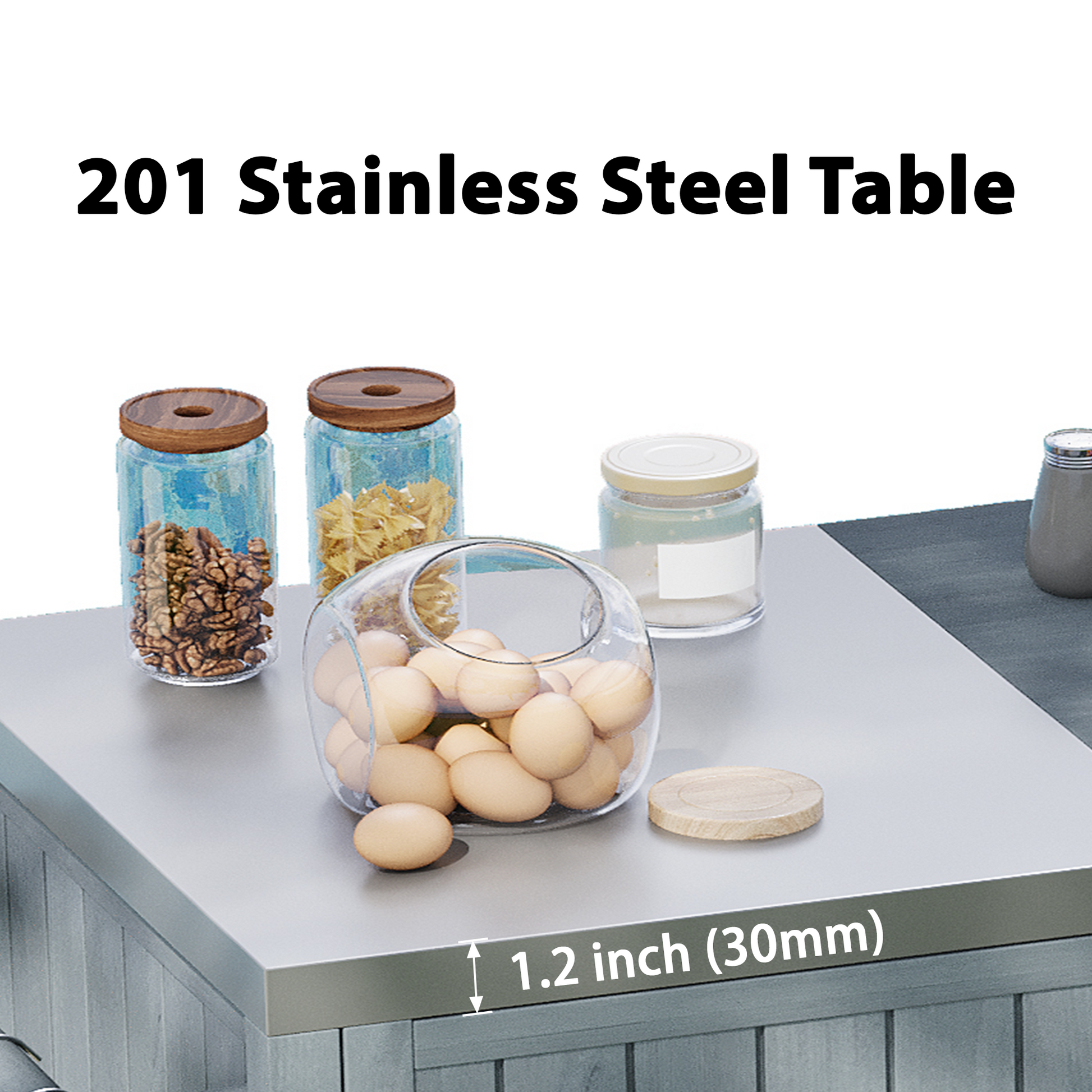 K&K 66.5-inch Outdoor Kitchen Island for Big Green Egg Grills by HouseOfZazla with spice jars on Tampa Home & Garden Store