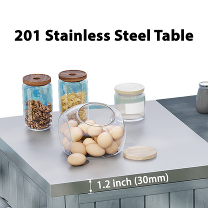 K&K 66.5-inch Outdoor Kitchen Island for Big Green Egg Grills by HouseOfZazla with spice jars on Tampa Home & Garden Store