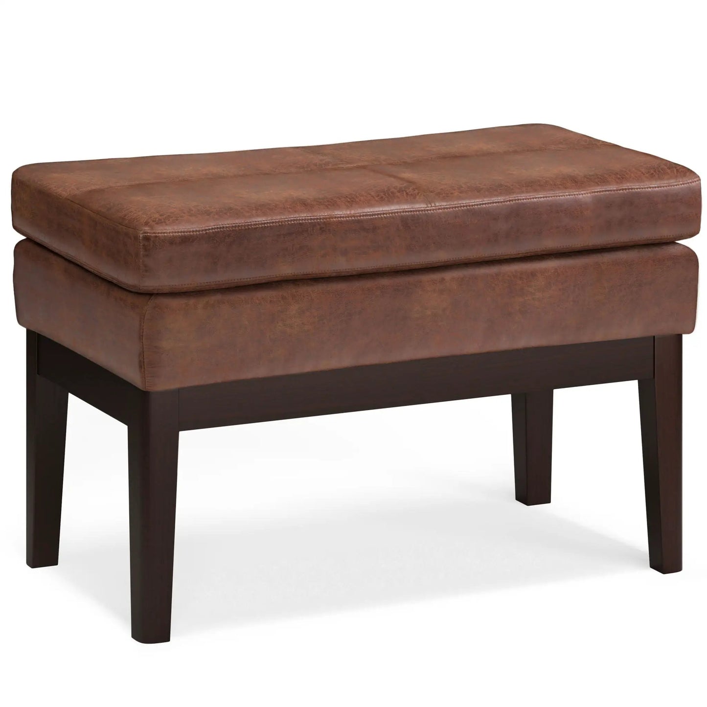 Carlson Ottoman Bench, brown leather with dark wood legs by Unique Piece Furniture on Tampa Home & Garden Store