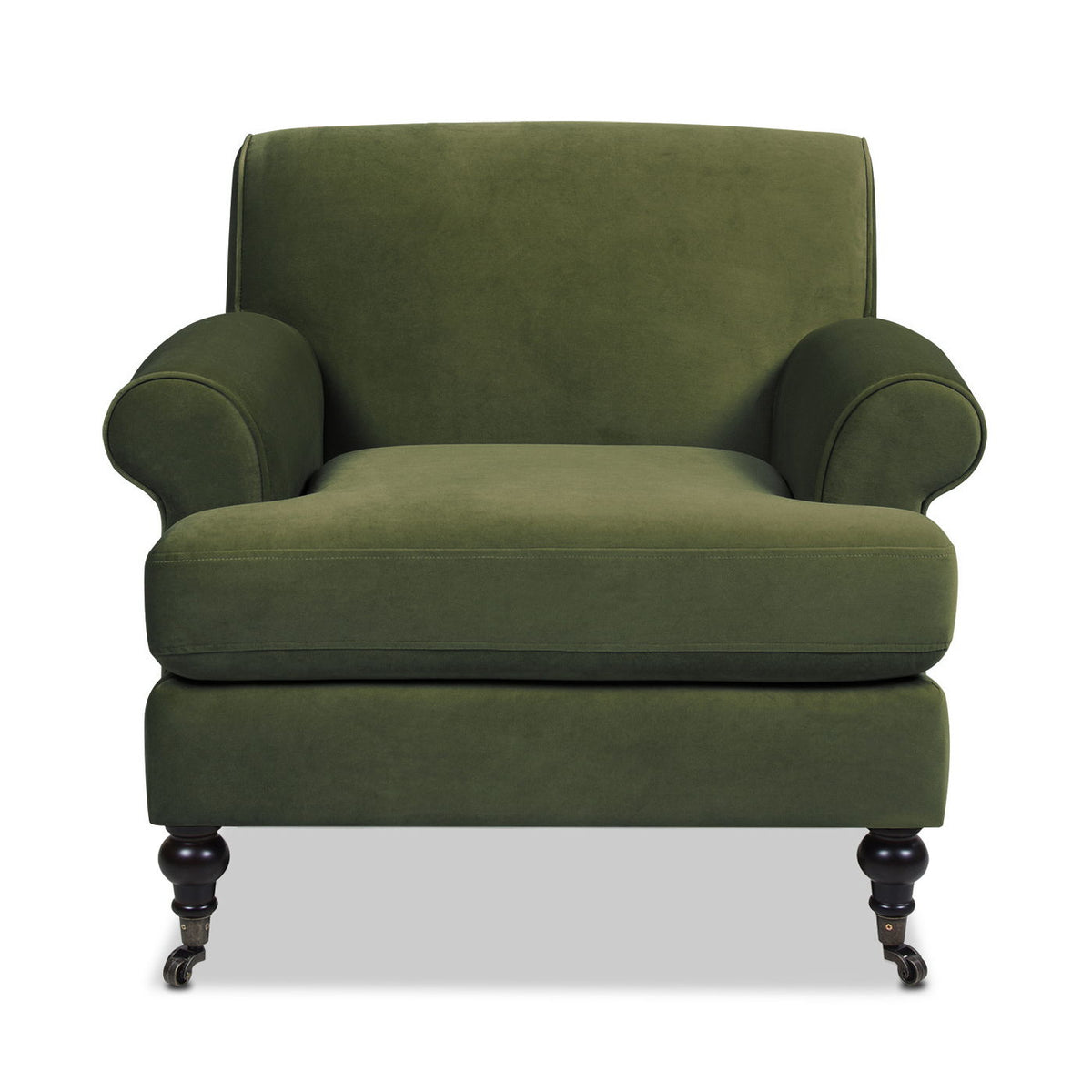 Accent Arm Chair olive green with casters and reversible cushions on Tampa Home & Garden Store