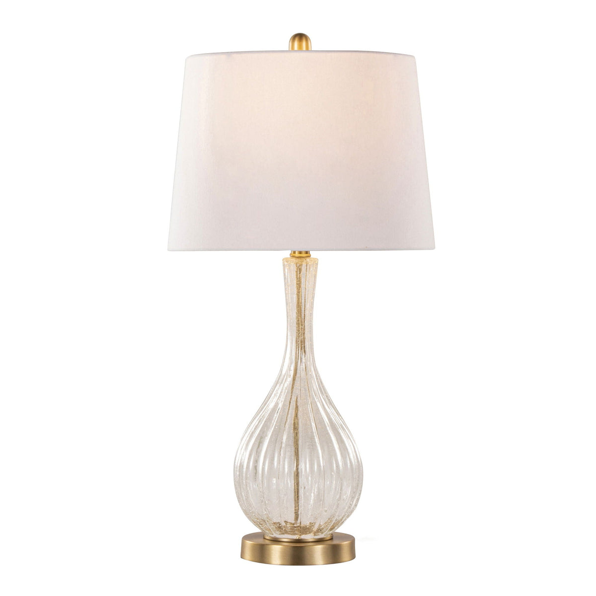 Jenny contemporary table lamp by HouseOfZazla with crystal stem and beige shade on Tampa Home & Garden Store