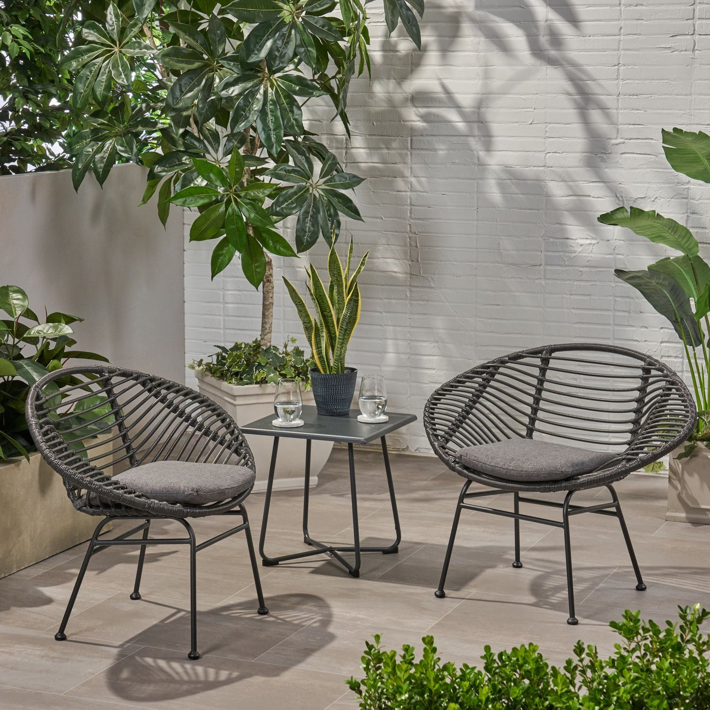 Cordella outdoor woven wicker chairs with cushions set of 2 dark charcoal wicker by HouseOfZazla on Tampa Home & Garden Store