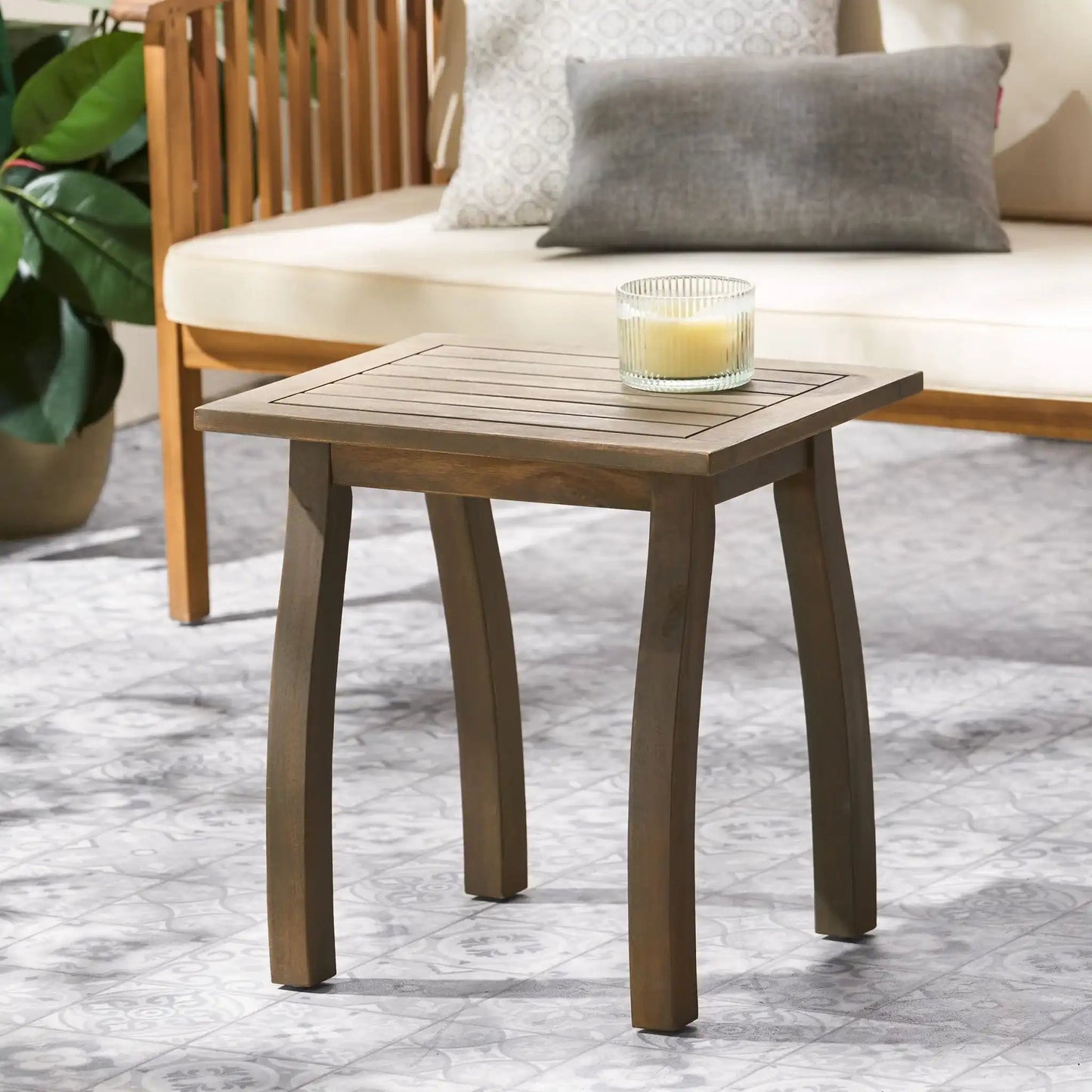 Kinesis Outdoor Side Table with Acacia Wood Frame
