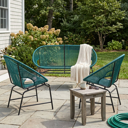 Nusa Outdoor and 3 Piece Teal Wicker Set