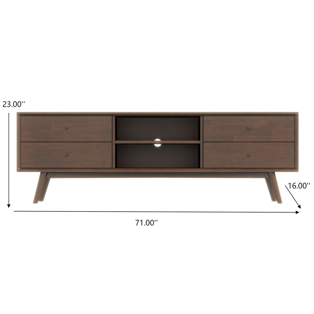 TV stand dark brown wood by HouseOfZazla with 2 drawers and open shelf up to 72 inches TVs on Tampa Home & Garden Store