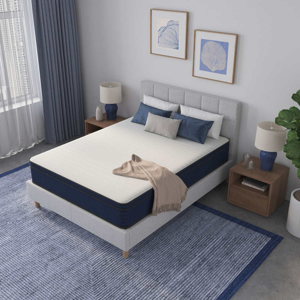 12in medium firm euro-top hybrid mattress with cooling gel infused memory foam by HouseOfZazla on Tampa Home & Garden Store