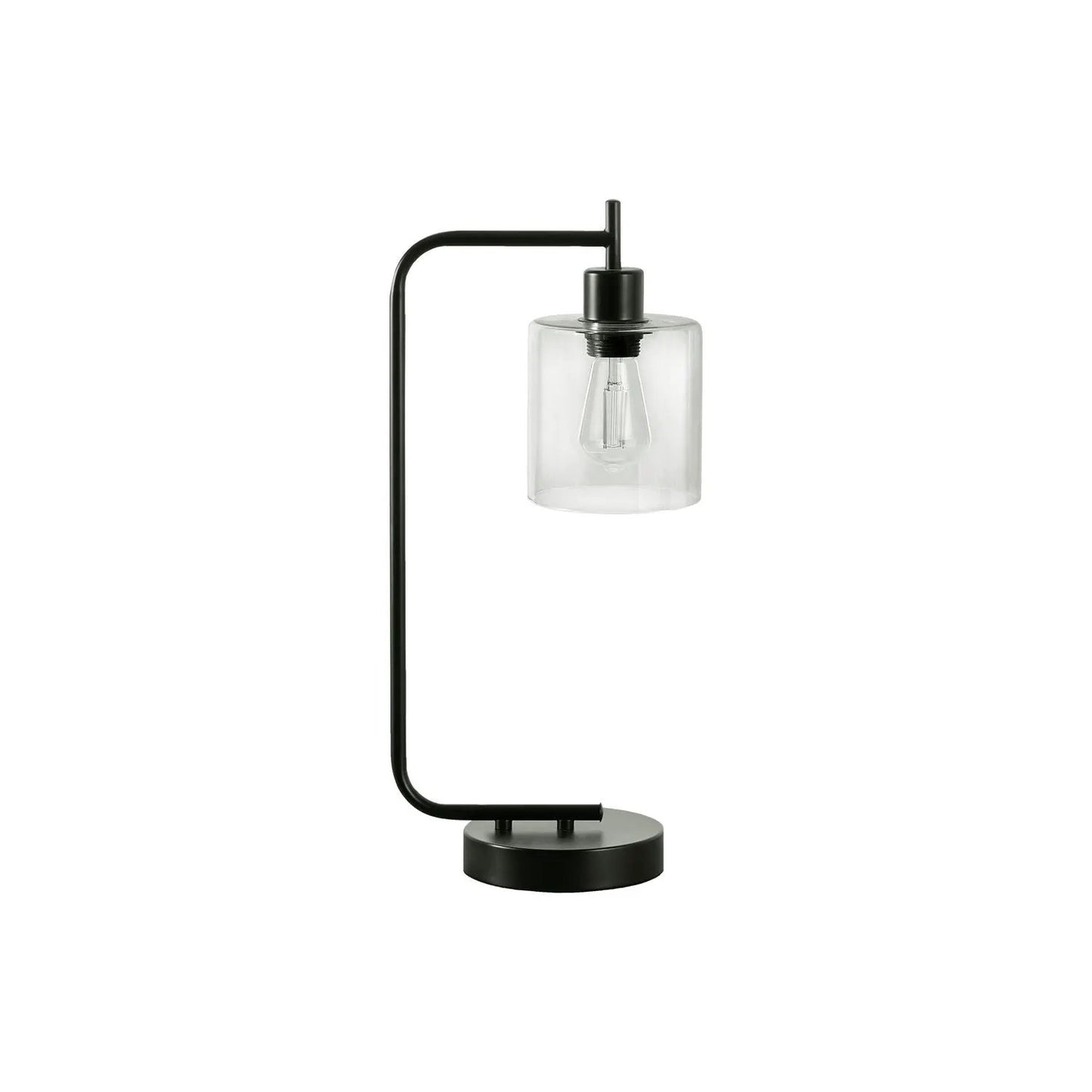 Table lamp black metal frame with clear glass shade, USB port included by Unique Piece Furniture on Tampa Home & Garden Store