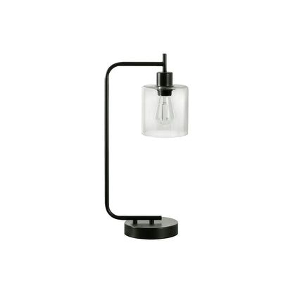Table lamp black metal frame with clear glass shade, USB port included by Unique Piece Furniture on Tampa Home & Garden Store
