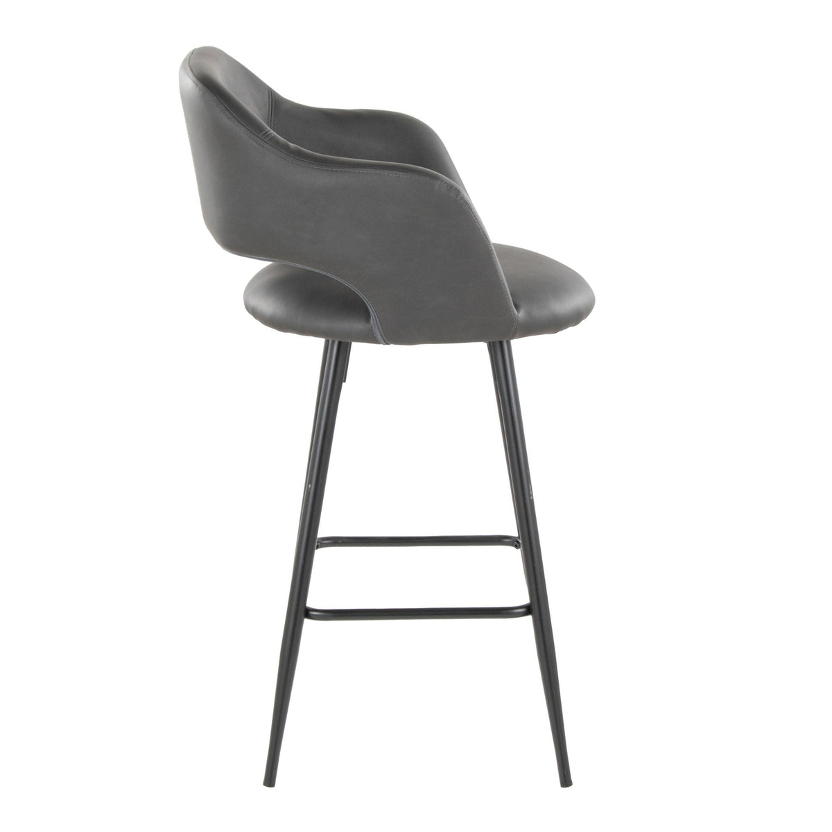 Counter stool charcoal gray leather with square footrest, HouseOfZazla on Tampa Home & Garden Store