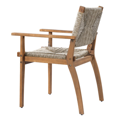 Outdoor dining chair HouseOfZazla with acacia wood frame and natural wicker on Tampa Home & Garden Store