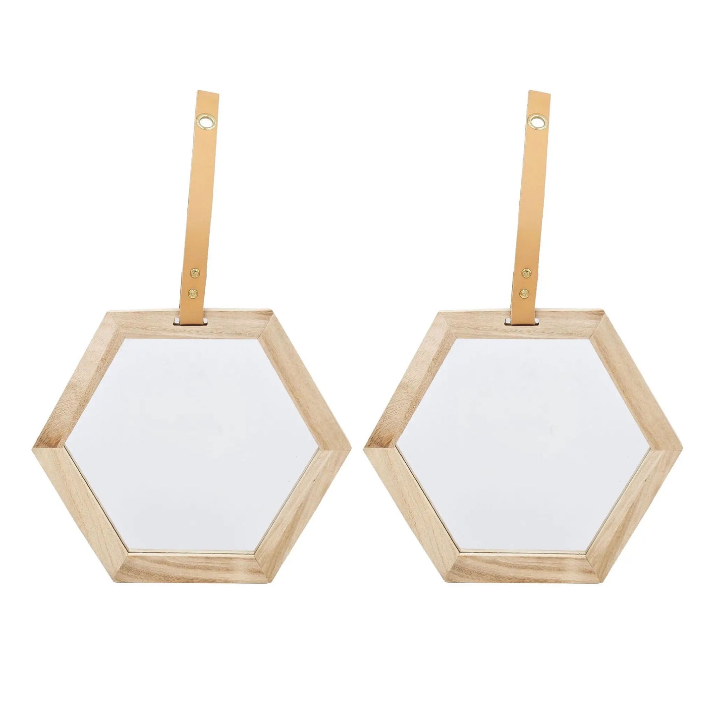 Harlan Wall Accent Hexagon Mirror with Wood Frame