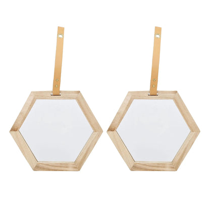 Harlan Wall Accent Hexagon Mirror with Wood Frame
