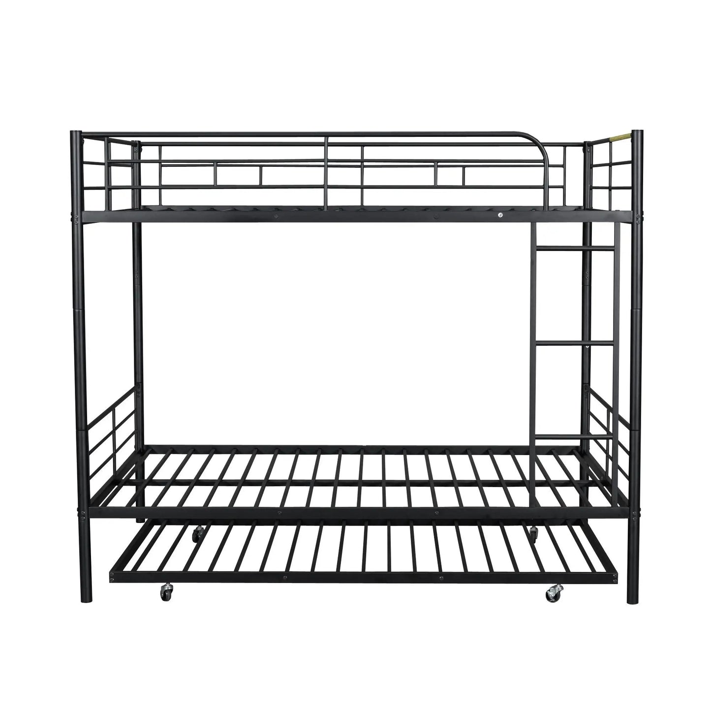 Black steel bunk bed frame with guard rails and ladder by Unique Piece Furniture on Tampa Home & Garden Store