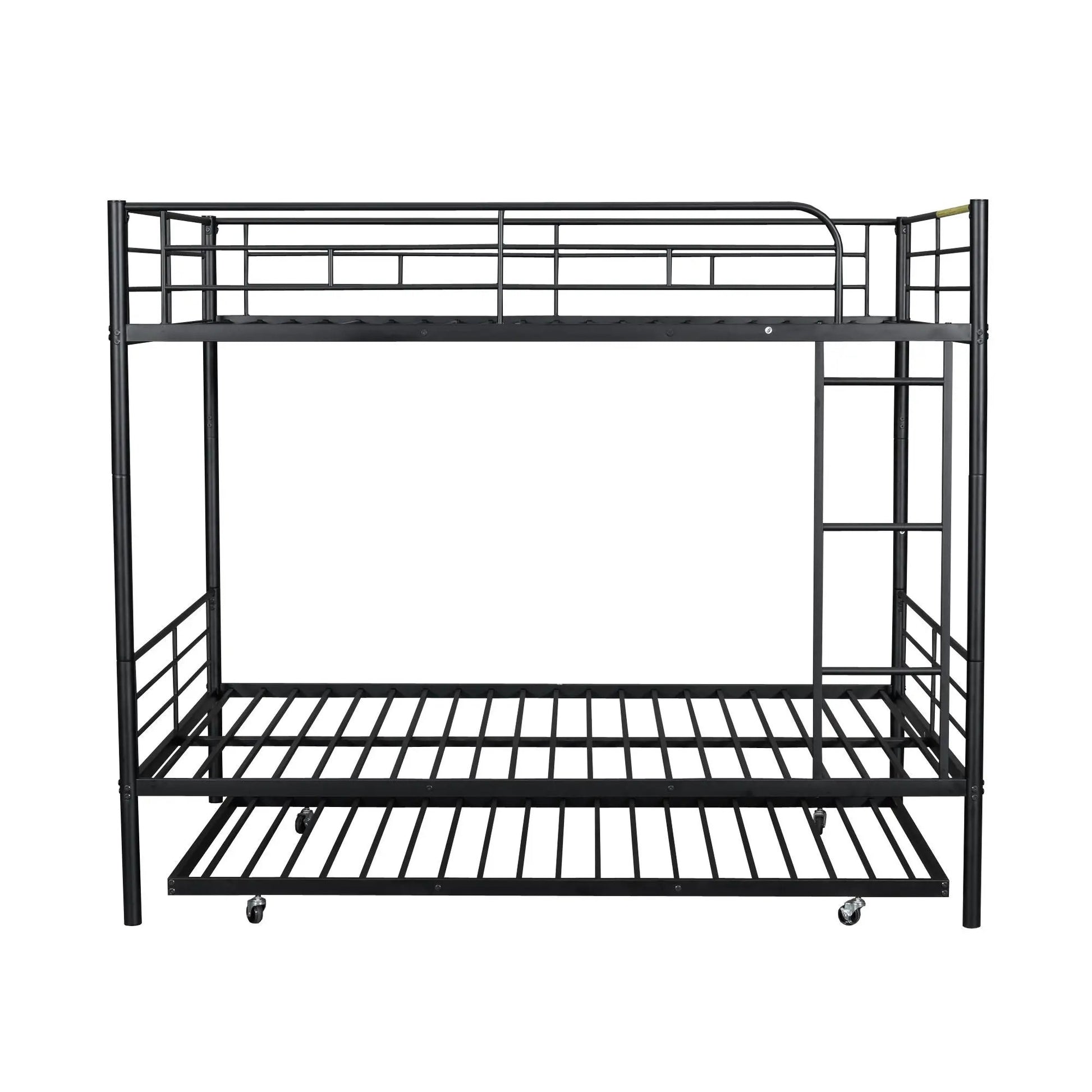Black steel bunk bed frame with guard rails and ladder by Unique Piece Furniture on Tampa Home & Garden Store