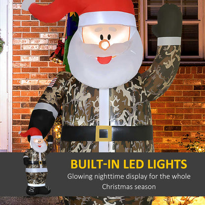 Santa Claus inflatable wearing camouflage military uniform with built-in LED lights HouseOfZazla on Tampa Home & Garden Store