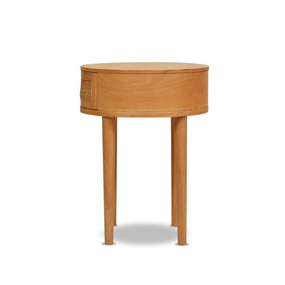 Cabana round cane storage side table natural brown oak by HouseOfZazla on Tampa Home & Garden Store