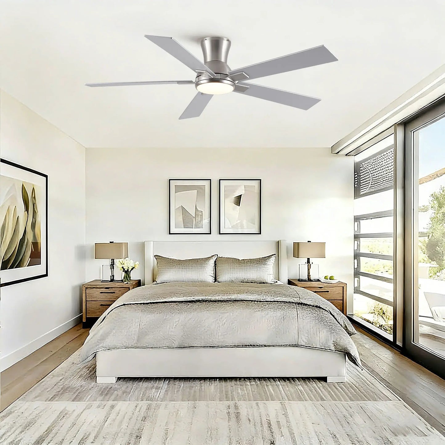 Low Profile Flush Mount Led Ceiling Fan Light